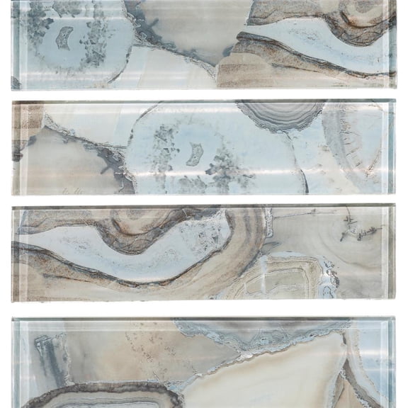 Myst Nero Gray 3-in. x 12-in. Subway Brick Joint Marble Look Polished Glass Mosaic Wall Tile