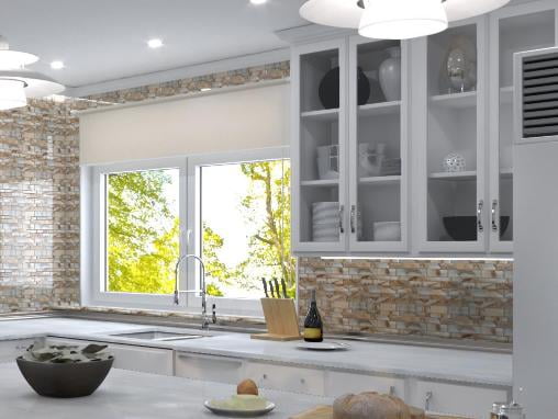 Myst Qanyon Brown Brick Joint Marble Look Polished Glass Mosaic Wall Tile