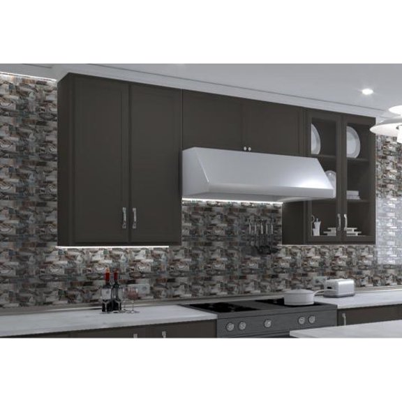 Myst Ursula Blue Brick Joint Marble Look Polished Glass Mosaic Wall Tile