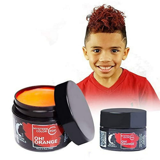 Mysteek Naturals Color Pop Oh! Orange, CHEMICAL FREE, No Bleach, No Developer, Temporary Hair Color, Washes out in 1 wash session. (1 oz)