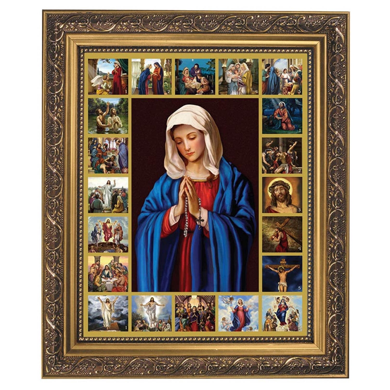 Mysteries of The Rosary Gold Tone Framed Print - Walmart.com