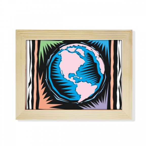 Mysterious Blue Earth Mexican Element Engraving Desktop Photo Frame Picture Art Decoration Painting 6x8 inch