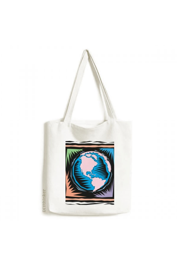 Mysterious Blue Earth Mexican Element Engraving Tote Canvas Bag Shopping Satchel Casual Handbag