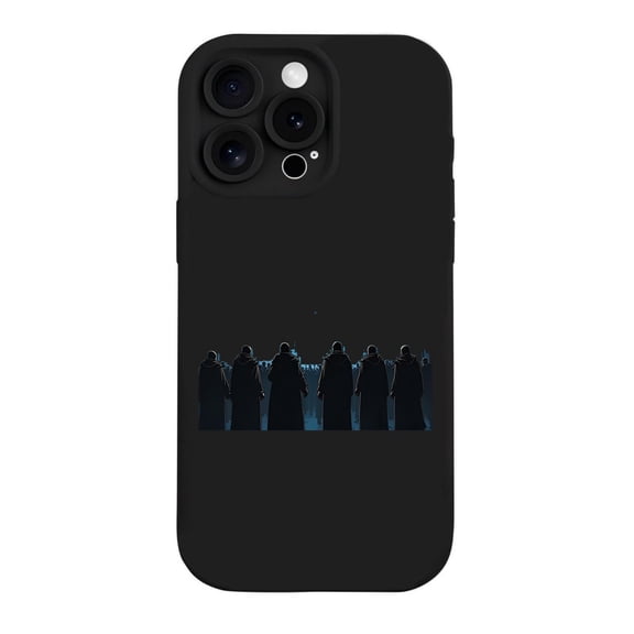 Mysterious Cloaked Figures iPhone 15 Pro Case - Lightweight Yellowing Resistant Design Dark Blue to Black Gradient