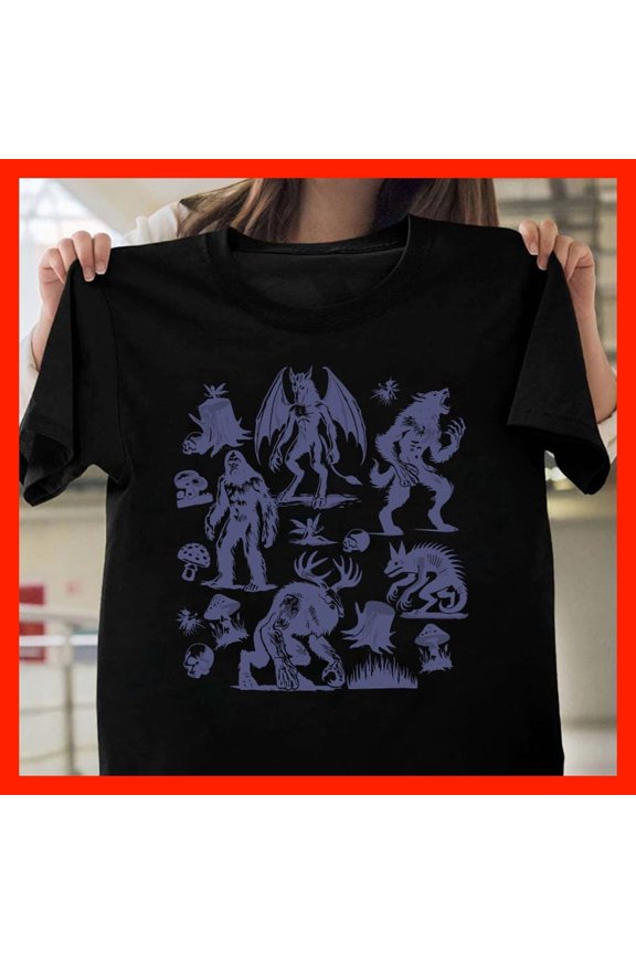Mysterious Creatures Graphic T-Shirt - Folklore Inspired Apparel T1023, for men and women, Extended Sizes Up to 5XL