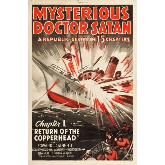 Mysterious Doctor Satan Movie Poster 16in x 24in 16x24 Multi-Color Square Adults Western Graphic