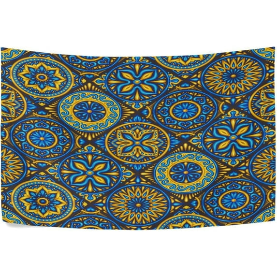 Mysterious Flower Pattern Tapestry Wall Hanging Tapestries Happy Colorful Hippie Psychedelic Art Polyester Carpet Wall Decorative for Living Room Bedroom 90x60inch Gift Decor