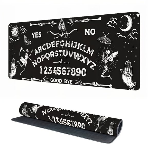 Mysterious Ghost Gothic Gaming Mouse Pad, Large Black Desk Pad, Non-Slip Keyboard Pad for Gaming Office, Spooky Decor