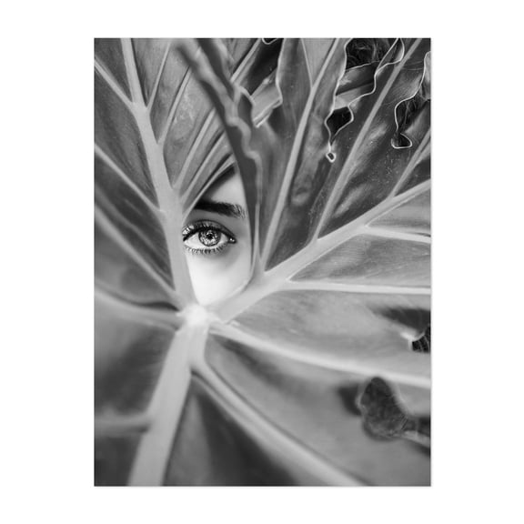 Mysterious Girl - Photography Black and White Surrealism Abstract Botanical Minimalist Floral Nature Unframed Wall Art Print 22 x 28 inches