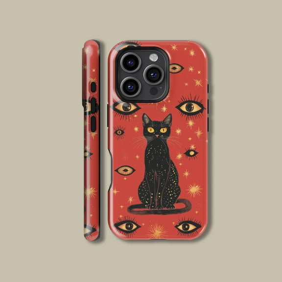 Mysterious Gothic Black Cat Case for iPhone Samsung Dark Art