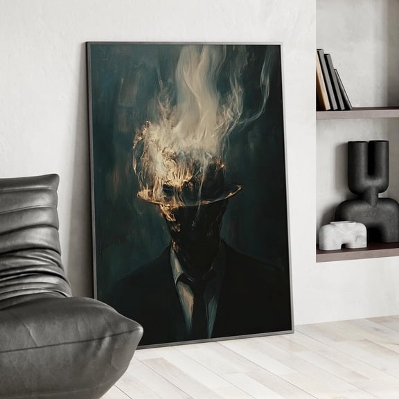 Mysterious Gothic Man Portrait Wall Art, Dark Academia Decor, Unframed Paper Print Size 24x36