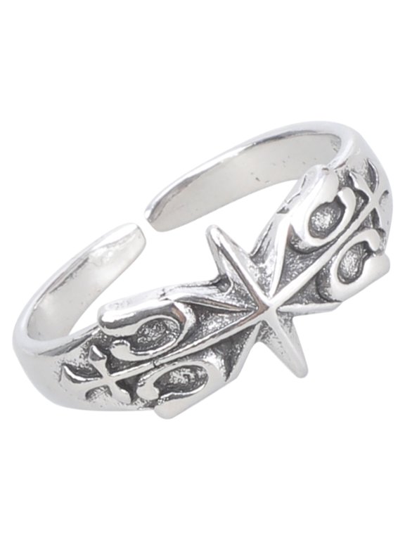 Handmade Vintage Hexagram Rings Silver Plated Metal Rings Finger Accessory Occult Culture Jewelry for Fashion Enthusiasts