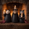 thumbnail image 1 of Mysterious Hooded Cat Candlelight Figurine Halloween Decor Set with Warm Flameless Ambiance Vintage LED Halloween Tabletop Decor for Shelves and Mantels, 1 of 5