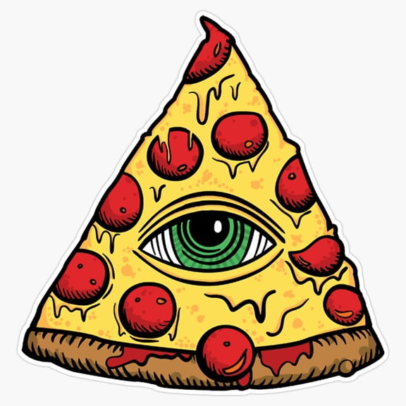 Mysterious Illuminati Pizza Slice Triangle Fast Food Graphic Decal For Laptop Skate Sticker