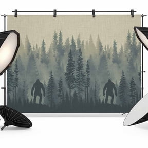 Mysterious Misty Backdrop for Photography, Forest Bigfoot Monster Photo Backdrop Portrait Background Party Banner Photo Backgrounds for Studio Booth Props, 8x6ft