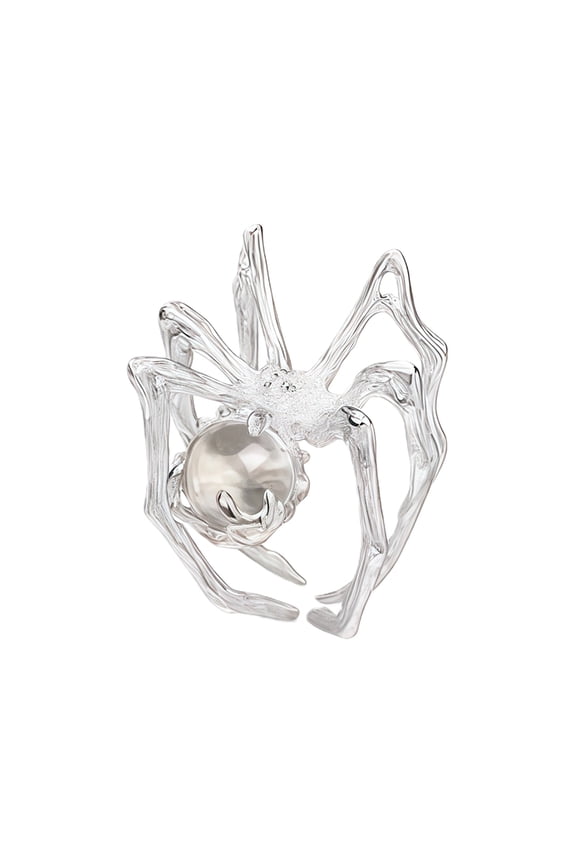 Mysterious Moonstone Gothic Spiders Rings Adjustable Size Punk Jewelry For Women Unique Dark Fashion