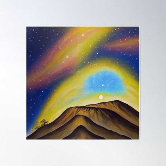 Mysterious Mountain Poster Wall Art, Modern Wall Decor, 16x16 UNFRAMED