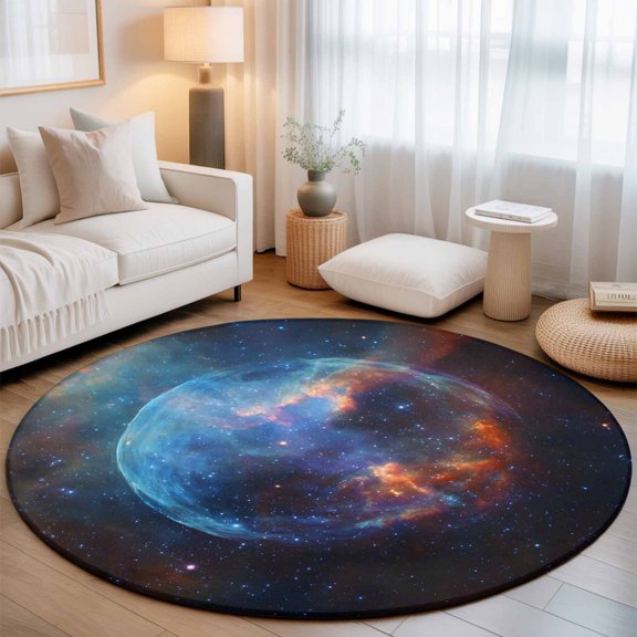 Mysterious Planet Outer Space Round Rug 5ft Modern Abstract Art Washable Area Rugs for Living Room Bedroom Entryway Non Slip Entrance Door Mat Indoor Floor Carpet