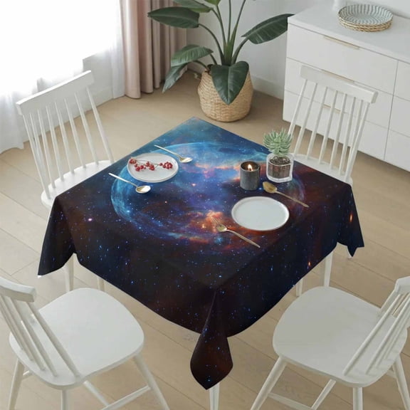 Mysterious Planet Outer Space Table Cloth 54x54in, Waterproof Square Tablecloth Wipeable Tablecloths Modern Abstract Art Table Covers for Dining Tables Party Indoor Outdoor