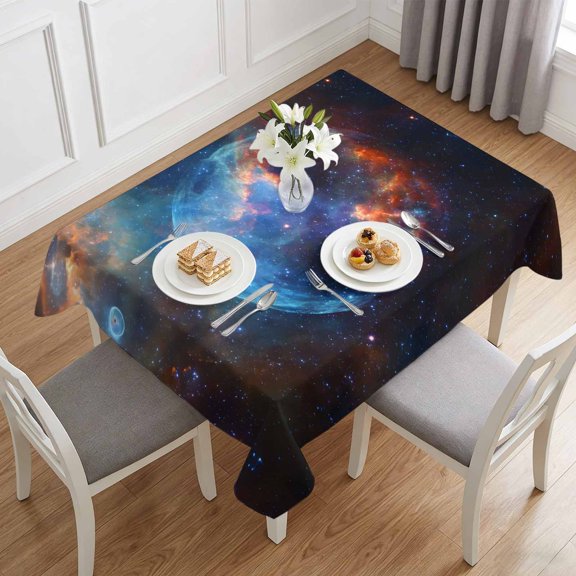 Mysterious Planet Outer Space Table Cloth 60x84in, Waterproof Rectangle Tablecloth Wipeable Tablecloths Modern Abstract Art Table Covers for Dining Tables Party Indoor Outdoor