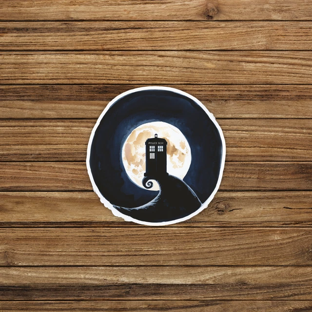 Mysterious Police Box Silhouette Art Sticker - Nightmare Moon Fantasy ...