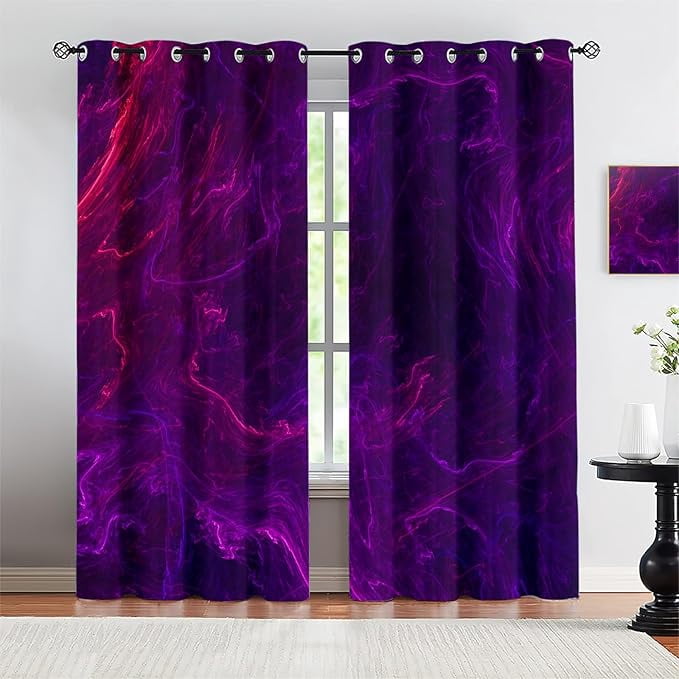 Mysterious Purple Blackout Curtains For Bedroom Living Room, Abstract ...