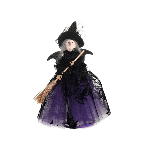 Mysterious Purple Halloween Witch Tree Topper Plush, Indoor Home Tabletop Haunted House Trick Or Treat Spooky Party Vibe, Tear Proof Reusable Craftsmanship Display For Holiday Party Guests