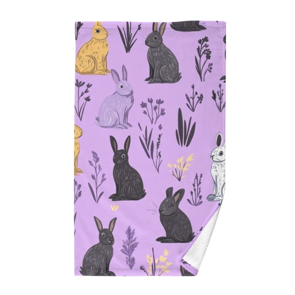Mysterious Rabbit Pattern Bath Towel 100% Cotton Soft Thick High Absorbency Hand Face Towel Single Pack 16x28in