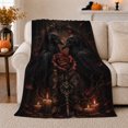 thumbnail image 1 of Mysterious Raven and Rose Romance, Festive Autumn Scene, Warm Flannel Blanket for Living Room and Reading Nook, Art Lovers Christmas Gift, Festive Home Decor, 1 of 9