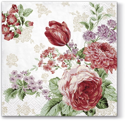 Mysterious Roses - Decorative Floral Lunch Paper Napkins 100pcs - Perfect for Decoupage, Birthday, Special Occasions, Weddings