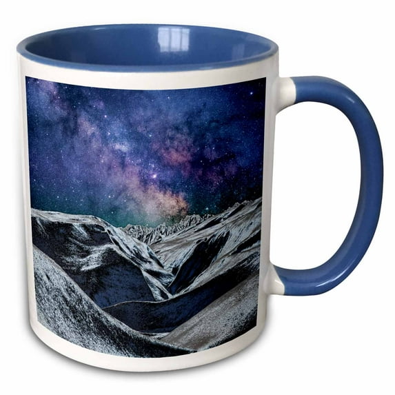 3drose, Mysterious Science Fiction Landscape of Planet in Space with Many Stars, 15oz Two-tone Blue Mug