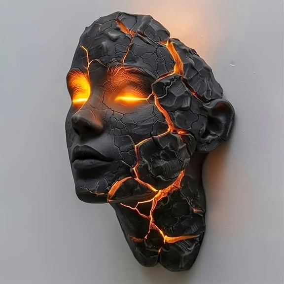 Mysterious Soul Illusion Desk Lamp - Halloween Eve Silhouette! LED-Powered Fragmented Light Art, Battery-Operated Motion Sensor, Gothic Face Design for Parlor & Noir Cafe Aesthetic Enhancement