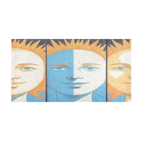 Mysterious Sun Personification Pattern 39x20" Bath Mat Carpet, Absorbent and Non-Slip for Kitchen or Bathroom, Quick-Drying