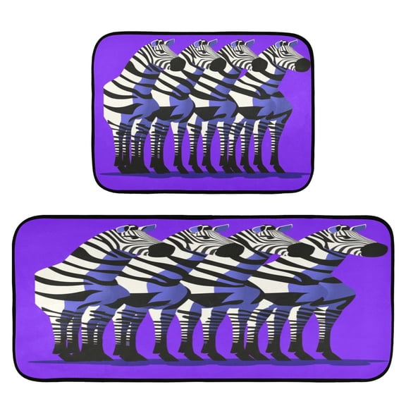 Mysterious Zebra Pattern 2-Piece Kitchen Carpet Mat Set, Non-Slip Memory Foam, Soft for Kitchen and Living Room Use