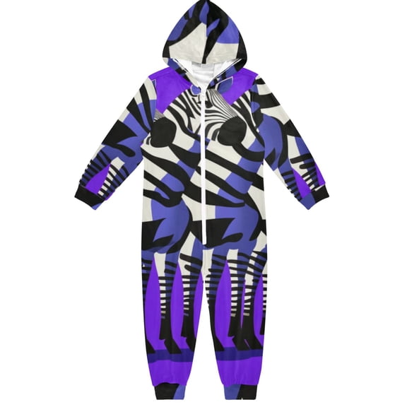 Mysterious Zebra Pattern One Piece Pajamas Soft Jumpsuit Cozy Sleep and Play Romper Zipper and Pockets 4T