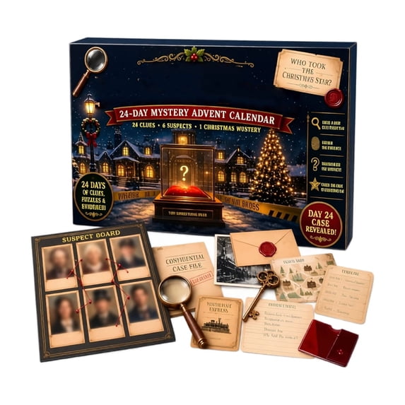 Mystery Advent Calendar 24 Day Christmas Escape Room Game Murder Mystery Kit for Holiday Game Nights Festive Family Gift
