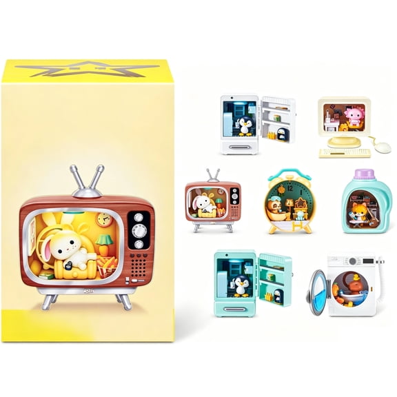 Mystery Blind Box Animal Light Up Mini House Collectible Figures, Decorative Desktop Display Gift for Collectors