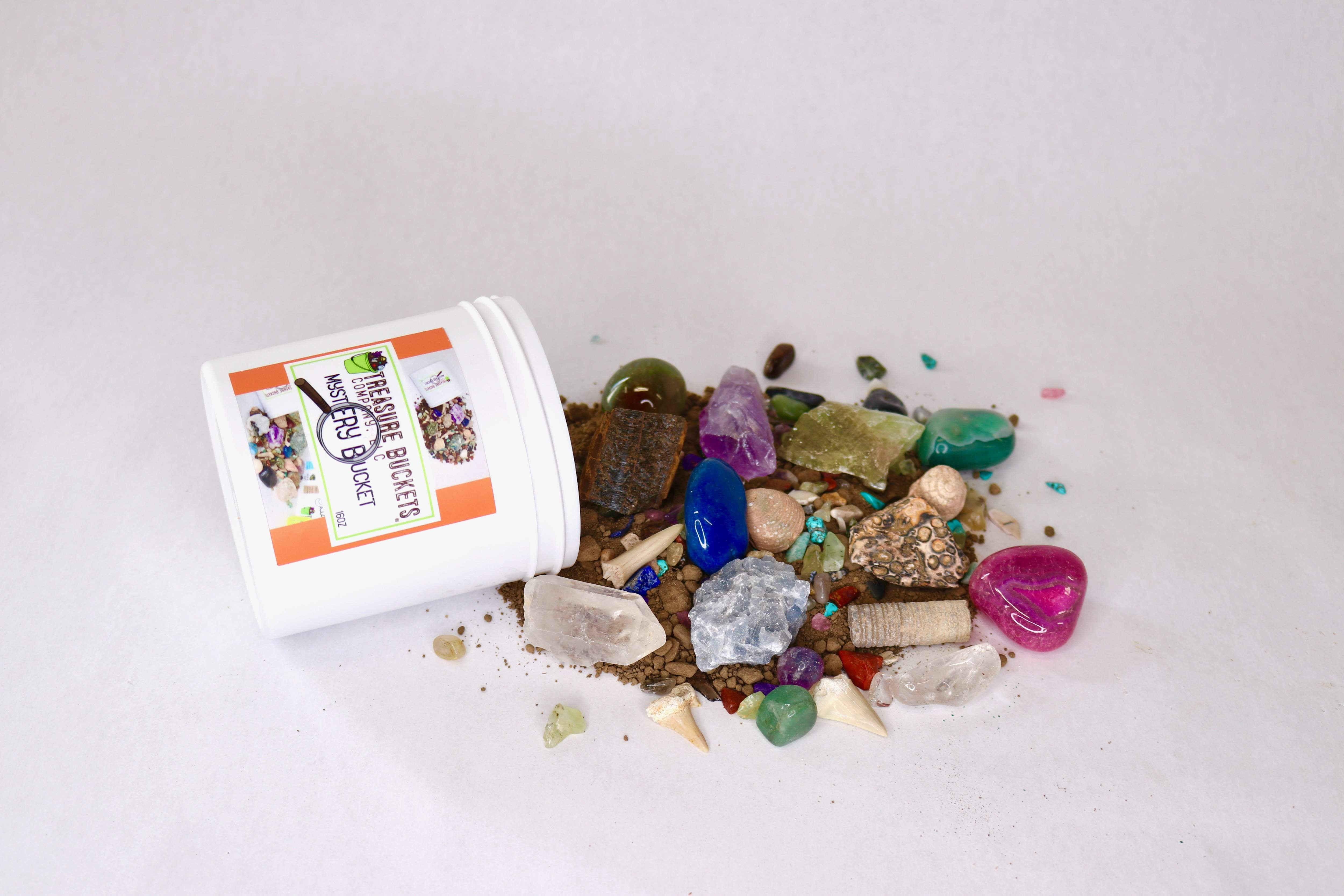 Mystery Bucket - 16 Ounce Jar (Gemstones, Fossils & More)