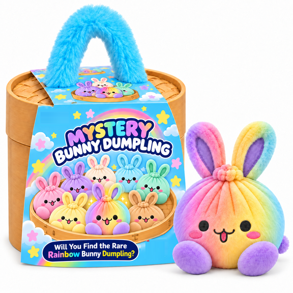 Mystery Bunny Dumpling Plush Toys, Cute Fluffy Stuffed Animal in Steamer Blind Box, Soft Everyday Companion Kawaii Birthday Festival Gift for Teens Adults