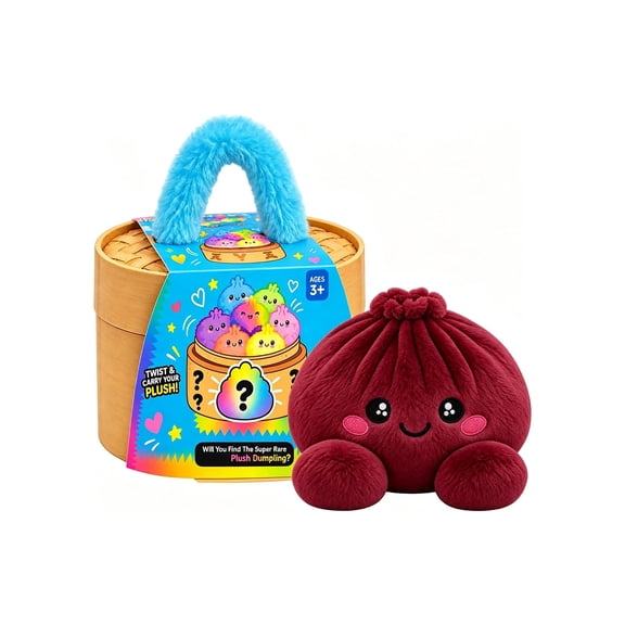 Mystery Burgundy Dumpling Plush, Cute Fluffy Steamed Bun Squishy Stuffed Toy, Kawaii Food Collectible Plush, Surprise Stuffed Animal for Kids, Boys Girls Holiday Birthday Gift