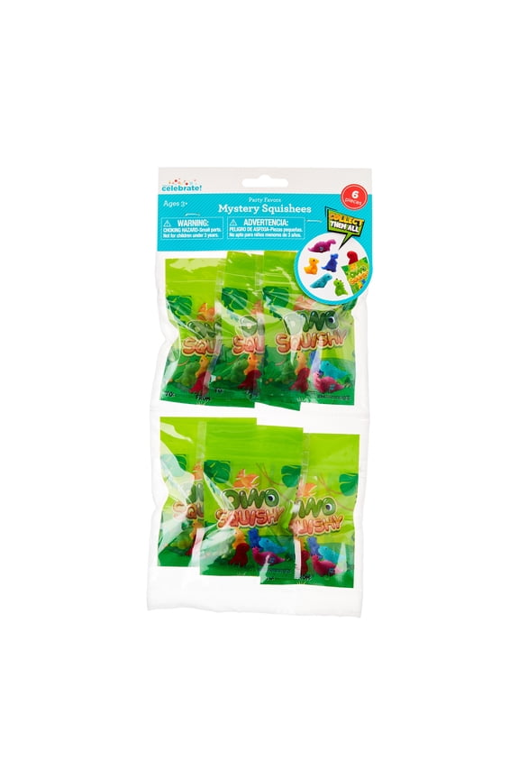 6 Count, Multicolor, Mystery Dinosaur Squishees, Party Favors, by Way To Celebrate