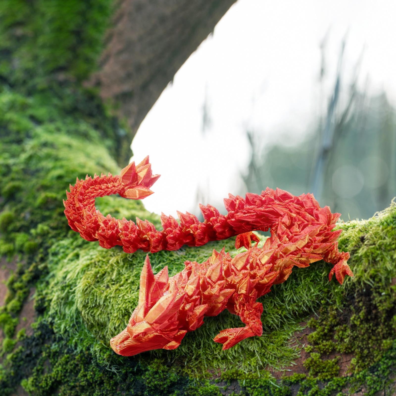 3D Printed Dragon In Eggs 12in Articulated Dragon Crystal Dragon Fidget Toy With Dragon Eggs Flexible Executive Desk Toys Home Office Decor