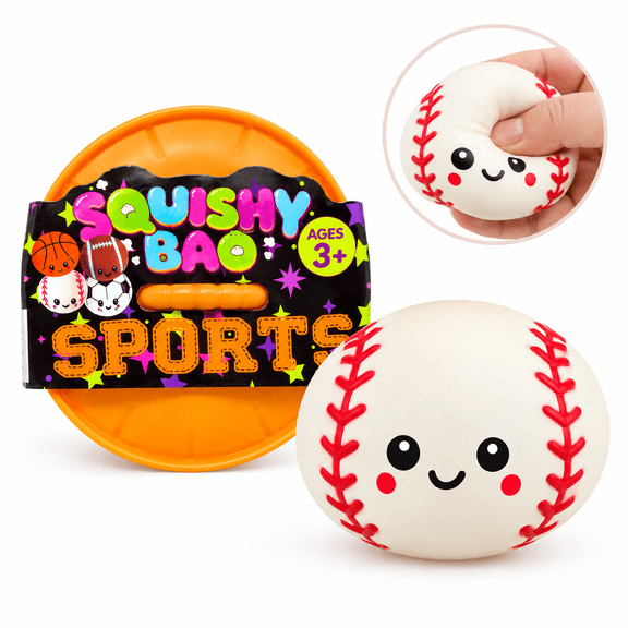Mystery Dumpling - 3.5" Cute Baseball Squeeze Ball, Sports Themed Bao Bun Squishy Toy, Sensory Stress Relief Fidget Toy, Perfect Holiday Gift for Kids, Ages 3+