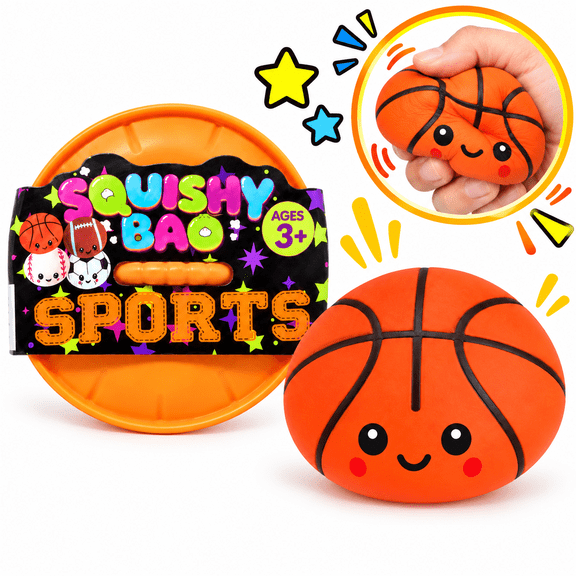 Mystery Dumpling - 3.5" Cute Basketball Squeeze Ball, Sports Themed Bao Bun Squishy Toy, Sensory Stress Relief Fidget Toy, Perfect Holiday Gift for Kids, Ages 3+