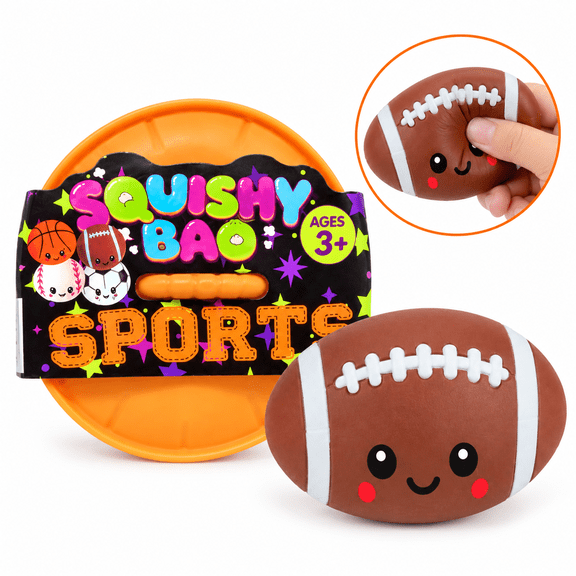 Mystery Dumpling - 3.5" Cute Football Squeeze Ball, Sports Themed Bao Bun Squishy Toy, Sensory Stress Relief Fidget Toy, Perfect Holiday Gift for Kids, Ages 3+