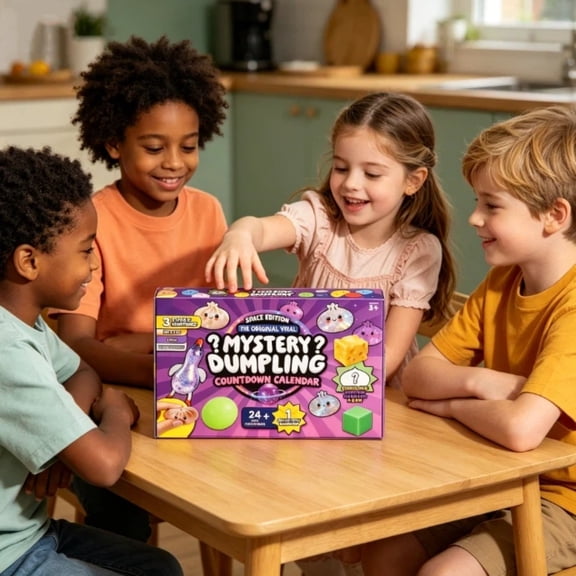 Mystery Dumpling Calendar, 24+ Piece Space Edition Countdown Gift Box with Assorted Squishy and Tactile Surprise Toys, bldnkj