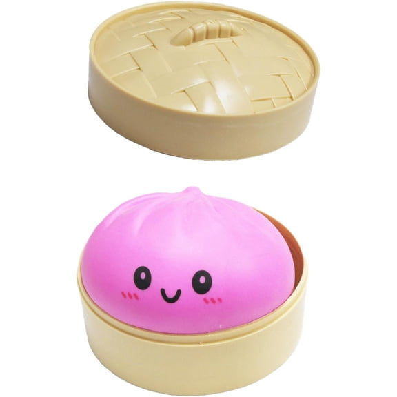 Mystery Dumpling, Giant Jumbo Mystery Dumpling Squishy Stress Ball with Emoji, Soft Squeeze Decompression Dough, Anxiety Relief, Sensory Fidget Dough, Stress Relief Ball with Autism (Pink)