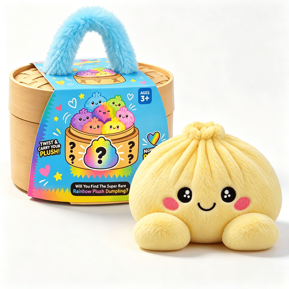 Mystery Dumpling Plush Toy - Soft Squeezable Stuffed Bao Toy with Embroidered Face, Dumpling Stuffed Animals Stuffed Toys Cute Food Plushie for Office Desk Decor Stress Relief Gift - Yellow