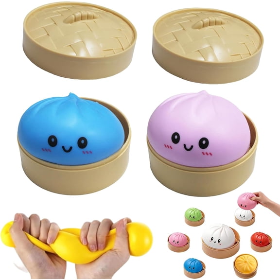 Mystery Dumpling Squishy, Giant Jumbo Squishy Dumpling Stress Ball , Soft Squeeze Decompression Dough, Anxiety Relief, Sensory Fidget Dough, Stress Relief Ball with Autism (Blue+Purple)