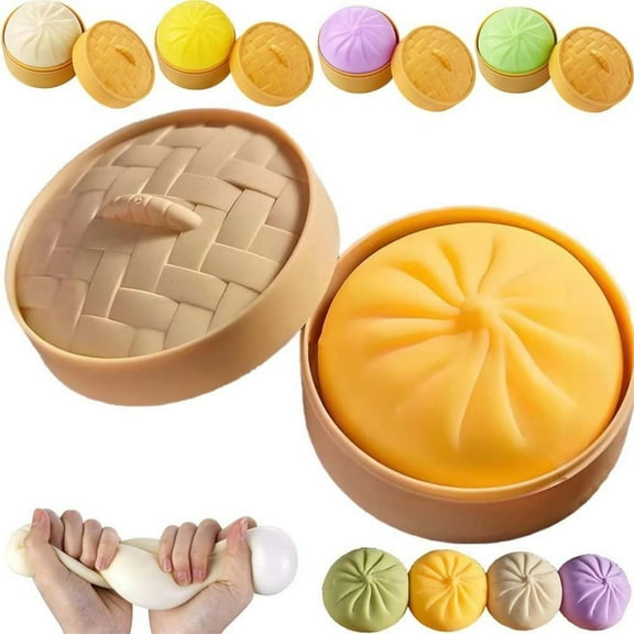 DkinJom Glitter Dumpling Stress Ball w/ Giant Dumpling Squishy, Yellow (1 Piece)